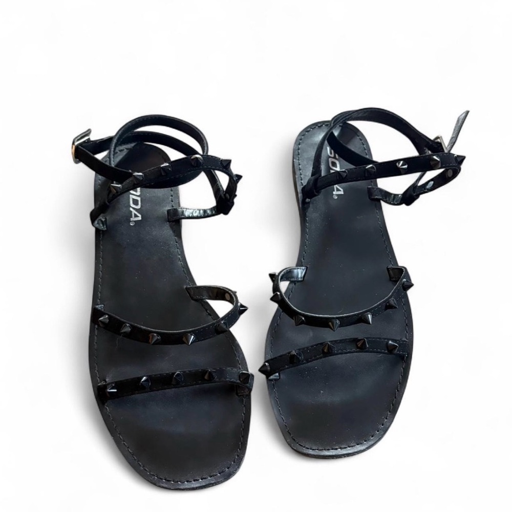 Soda Black Multi-Strap Ankle Buckle Sandals
